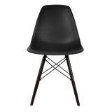 Black Eames Style Molded Plastic Dowel-Leg Dining Side Wood Base Chair (DSW) Black Legs