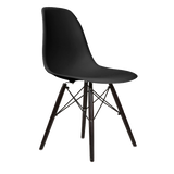 Black Eames Style Molded Plastic Dowel-Leg Dining Side Wood Base Chair (DSW) Black Legs