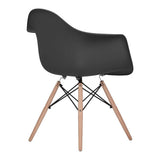 Black Eames Style Molded Plastic Dowel-Leg Dining Arm Wood Base Chair (DAW) Natural Legs