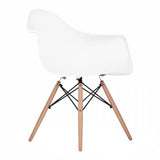 White Eames Style Molded Plastic Dowel-Leg Dining Arm Wood Base Chair (DAW) Natural Legs