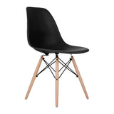 Black Eames Style Molded Plastic Dowel-Leg Dining Side Wood Base Chair (DSW) Natural Legs