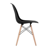 Black Eames Style Molded Plastic Dowel-Leg Dining Side Wood Base Chair (DSW) Natural Legs