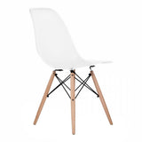 Set of 6 - White Eames Style Molded Plastic Dowel-Leg Dining Side Wood Base Chair (DSW) Natural Legs
