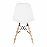 Set of 2 - White Eames Style Molded Plastic Dowel-Leg Dining Side Wood Base Chair (DSW) Natural Legs