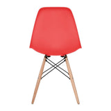 Red Eames Style Molded Plastic Dowel-Leg Dining Side Wood Base Chair (DSW) Natural Legs