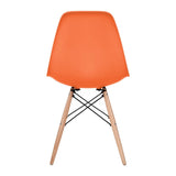 Set of 2 - Orange Eames Style Molded Plastic Dowel-Leg Dining Side Wood Base Chair (DSW) Natural Legs