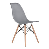 Gray Eames Style Molded Plastic Dowel-Leg Dining Side Wood Base Chair (DSW) Natural Legs
