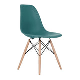Teal Eames Style Molded Plastic Dowel-Leg Dining Side Wood Base Chair (DSW) Natural Legs
