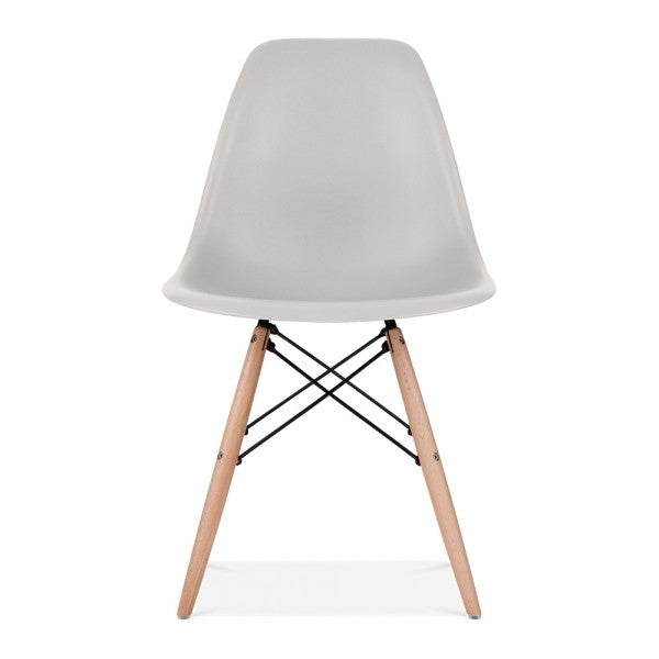 Light Gray Eames Style Molded Plastic Dowel-Leg Dining Side Wood Base Chair (DSW) Natural Legs
