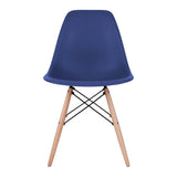 Ultra Marine Eames Style Molded Plastic Dowel-Leg Dining Side Wood Base Chair (DSW) Natural Legs