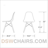Set of 2 - Black Eames Style Molded Plastic Dowel-Leg Dining Side Wood Base Chair (DSW) Natural Legs