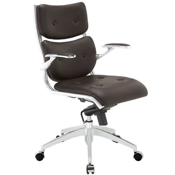 Push Mid Back Office Chair - Brown