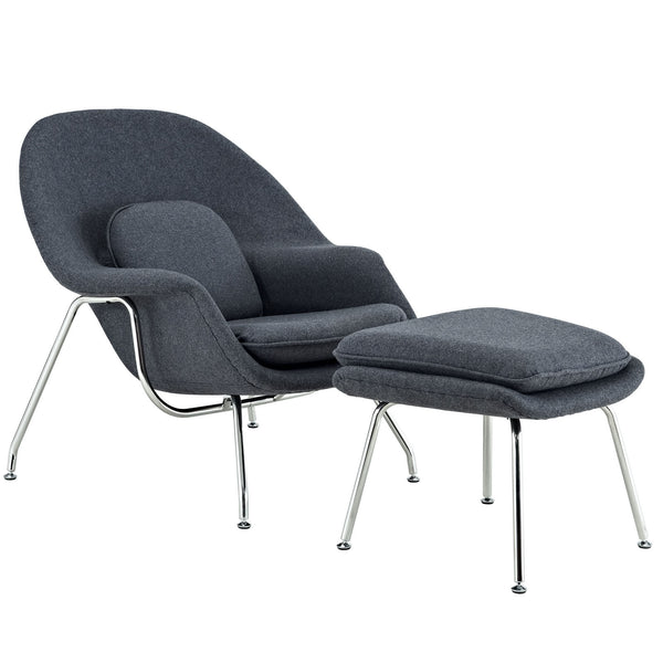 W Fabric Lounge Chair - Dark Gray
