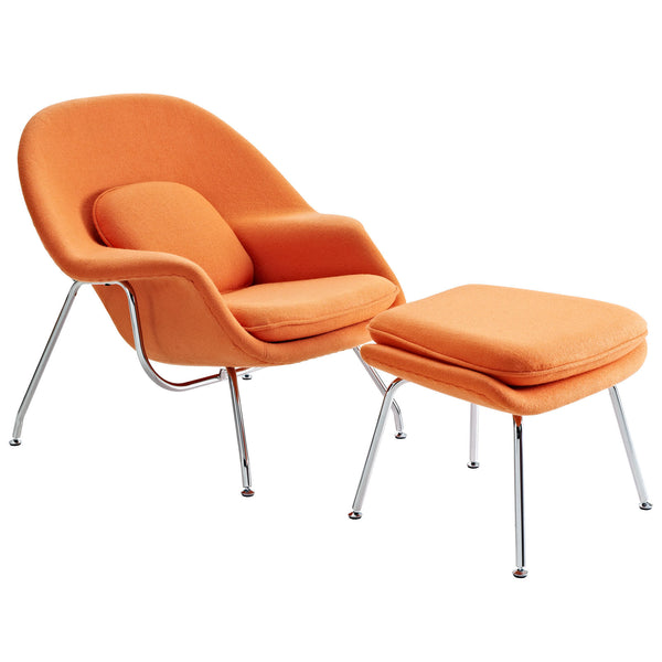 W Fabric Lounge Chair - Orange