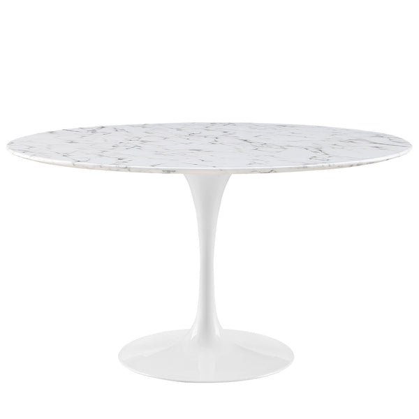 Lippa 54" Artificial Marble Dining Table - White