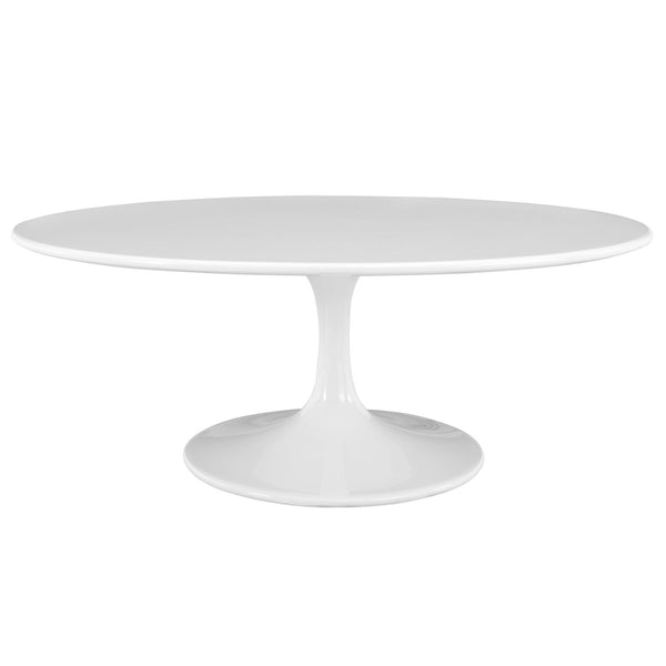 Lippa 42" Oval-Shaped Wood Top Coffee Table - White