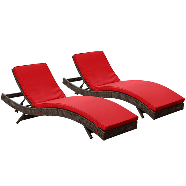 Peer Chaise Outdoor Patio Set of 2 - Brown Red
