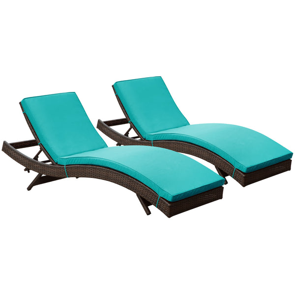 Peer Chaise Outdoor Patio Set of 2 - Brown Turquoise