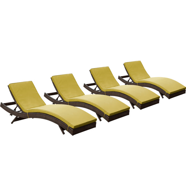 Peer Chaise Outdoor Patio Set of 4 - Brown Peridot