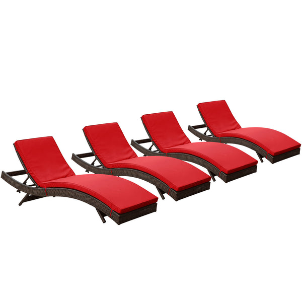 Peer Chaise Outdoor Patio Set of 4 - Brown Red