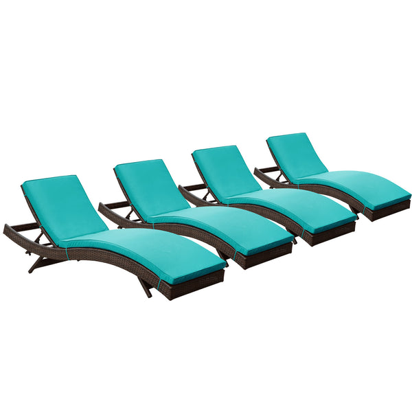 Peer Chaise Outdoor Patio Set of 4 - Brown Turquoise