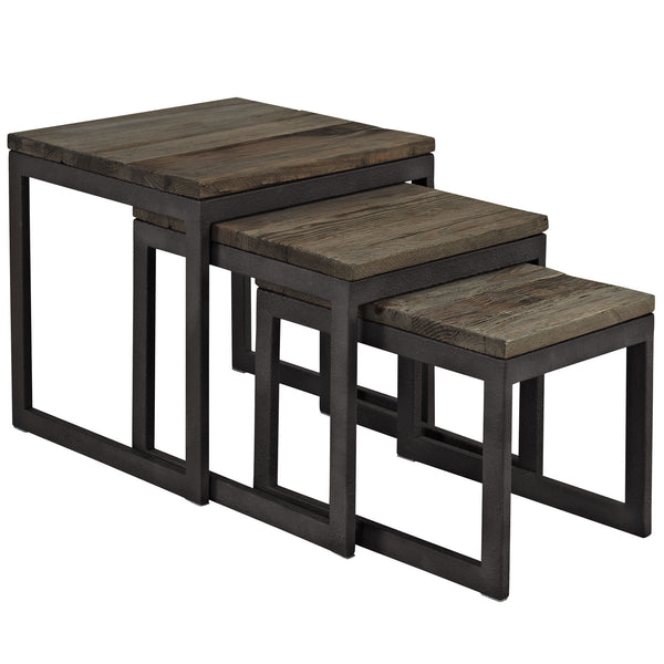 Covert Wood Top Nesting Table - Brown