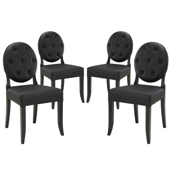 Button Dining Side Chair Set of 4 - Black