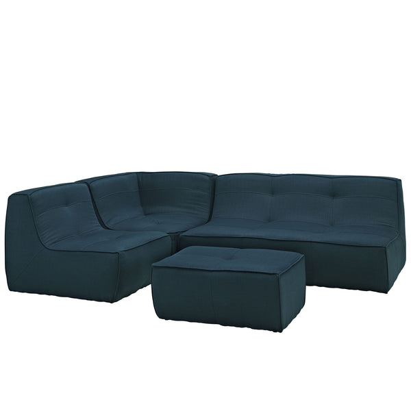 Align 4 Piece Upholstered Sectional Sofa Set - Azure