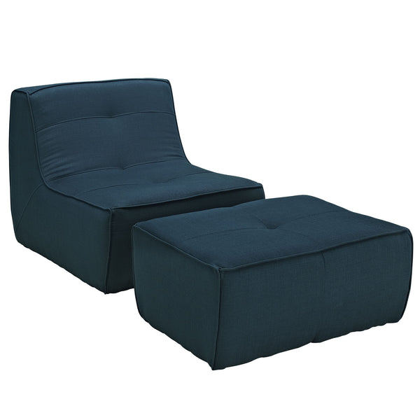 Align 2 Piece Upholstered Armchair and Ottoman Set - Azure