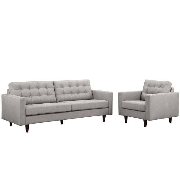 Empress Armchair and Sofa Set of 2 - Light Gray