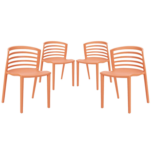 Curvy Dining Chairs Set of 4 - Orange