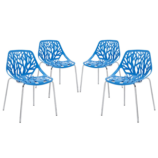 Stencil Dining Side Chair Set of 4 - Blue