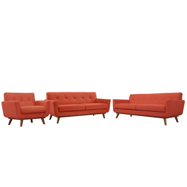 Engage Sofa Loveseat and Armchair Set of 3 - Atomic Red