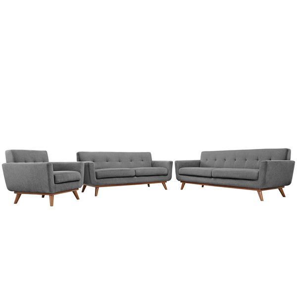 Engage Sofa Loveseat and Armchair Set of 3 - Gray