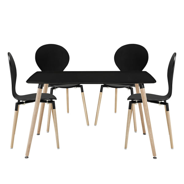 Path Dining Chairs and Table Set of 5 - Black