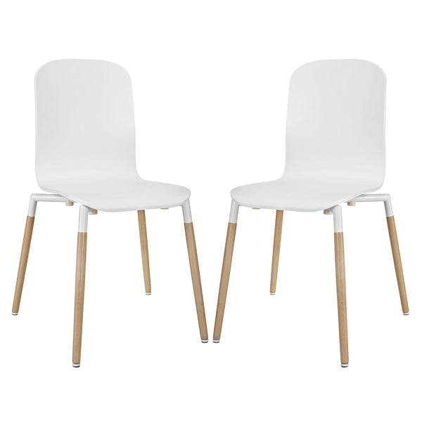 Stack Dining Chairs Wood Set of 2 - White