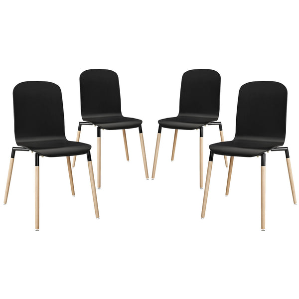 Stack Dining Chairs Wood Set of 4 - Black