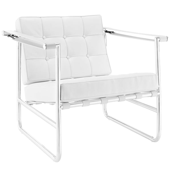 Serene Stainless Steel Lounge Chair - White