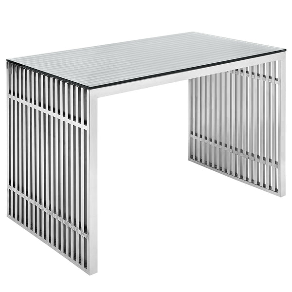 Gridiron Stainless Steel Office Desk - Silver