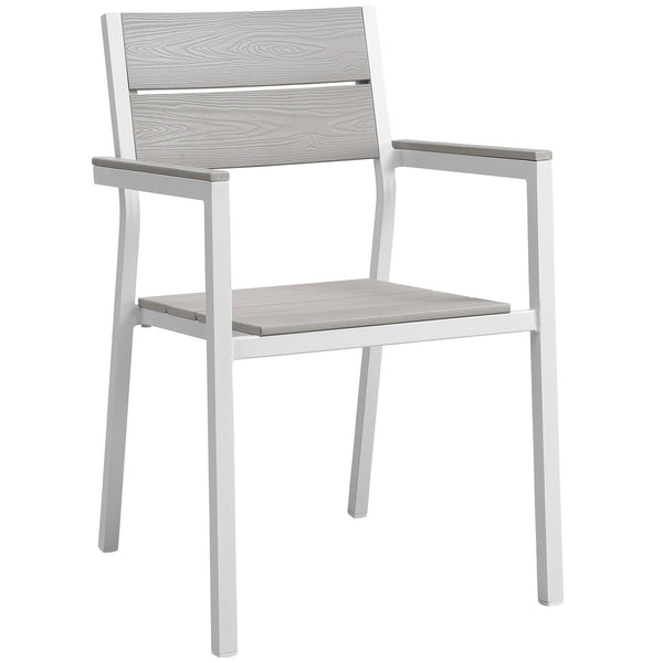 Maine Dining Outdoor Patio Armchair - White Light Gray