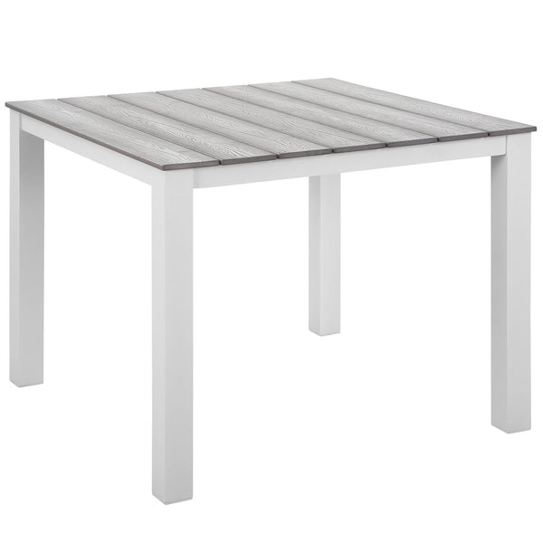 Maine 40" Outdoor Patio Dining Table - White Light Gray