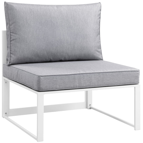 Fortuna Armless Outdoor Patio Sofa - White Gray