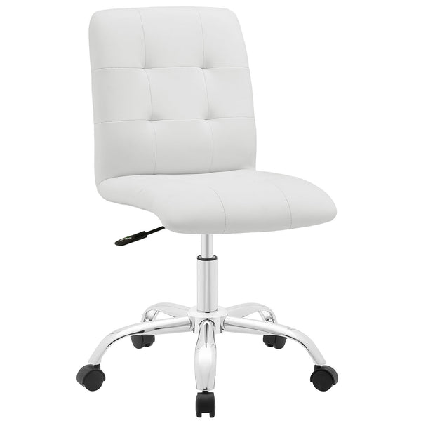 Prim Armless Mid Back Office Chair - White