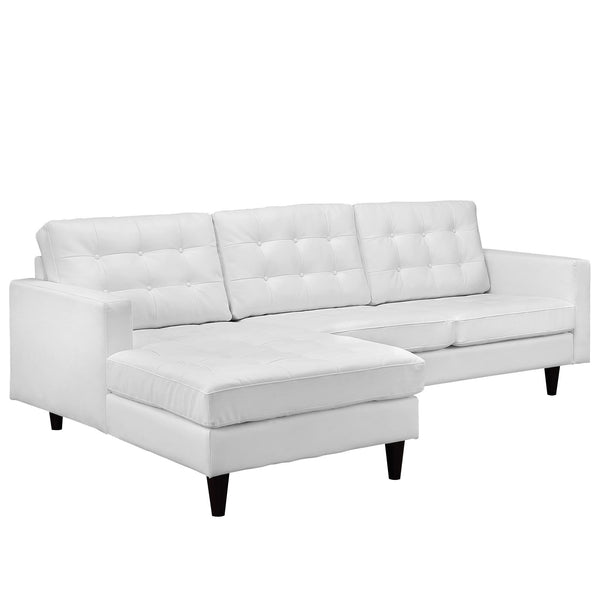 Empress Left-Facing Leather Sectional Sofa - White