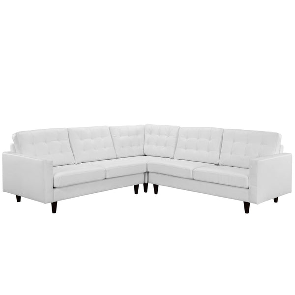 Empress 3 Piece Bonded Leather Sectional Sofa Set - White