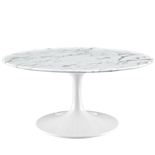 Lippa 36" Artificial Marble Coffee Table - White