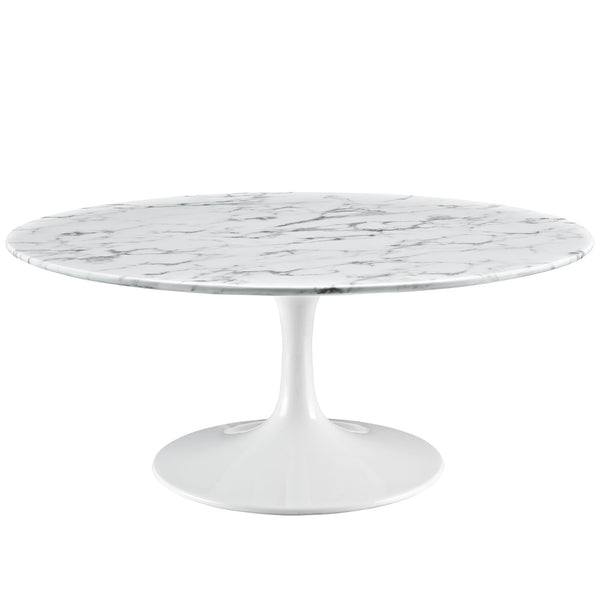 Lippa 40" Artificial Marble Coffee Table - White