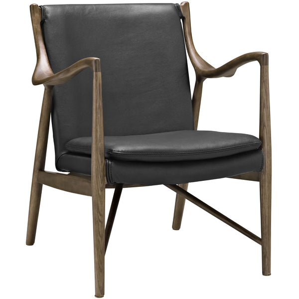 Makeshift Leather Lounge Chair - Walnut Black