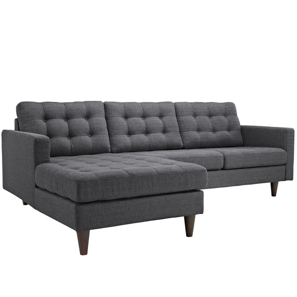 Empress Left-Facing Upholstered Sectional Sofa - Gray