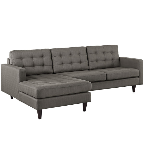 Empress Left-Facing Upholstered Sectional Sofa - Granite
